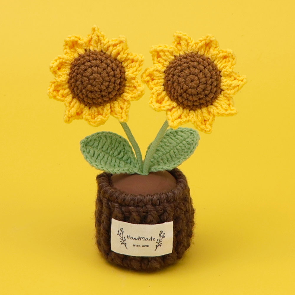 Pot de fil columnaire Snow Five à double tête de tournesol-marron foncé