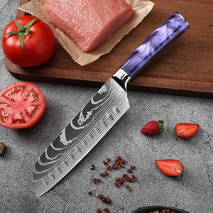 Bộ dao Santoku bằng thép không gỉ Damascus, cán nhựa, dành cho đầu bếp phương Tây - Đồ dùng nhà bếp cần thiết - Product Image 3