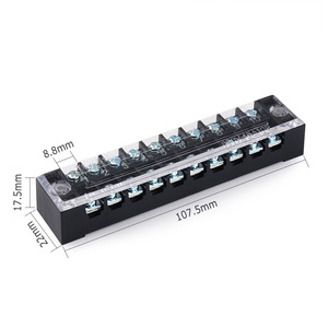 热卖固定接线端子10P 15A/600V Din轨道线连接器螺钉带铜阻挡接线端子
