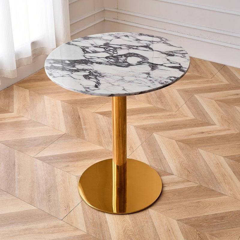 Bulgari - Mesa redonda blanca - Soporte de disco chapado en oro