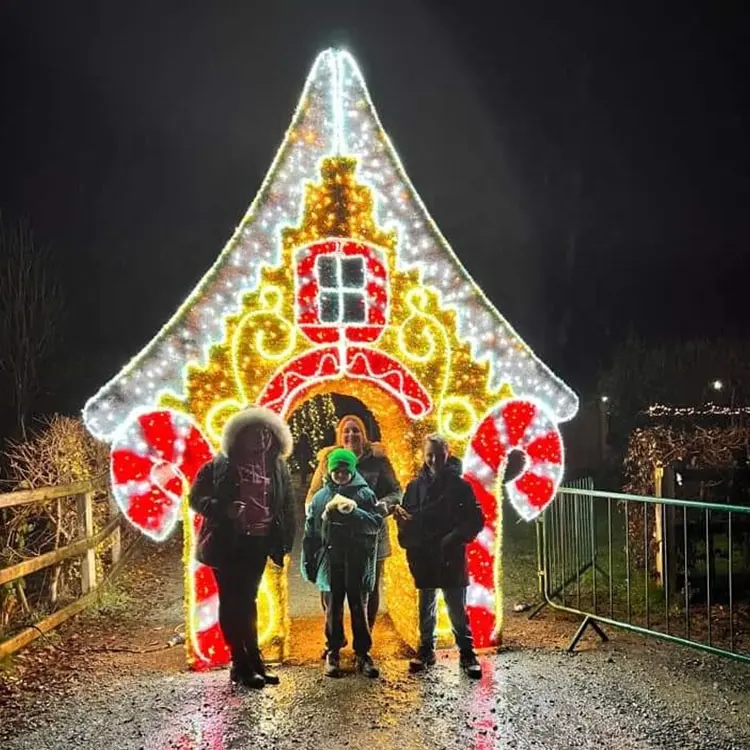 New Design Gingerbread Grotto 3D Motif Lights Walk Through Christmas Candy House for Mall Park Street light Display
