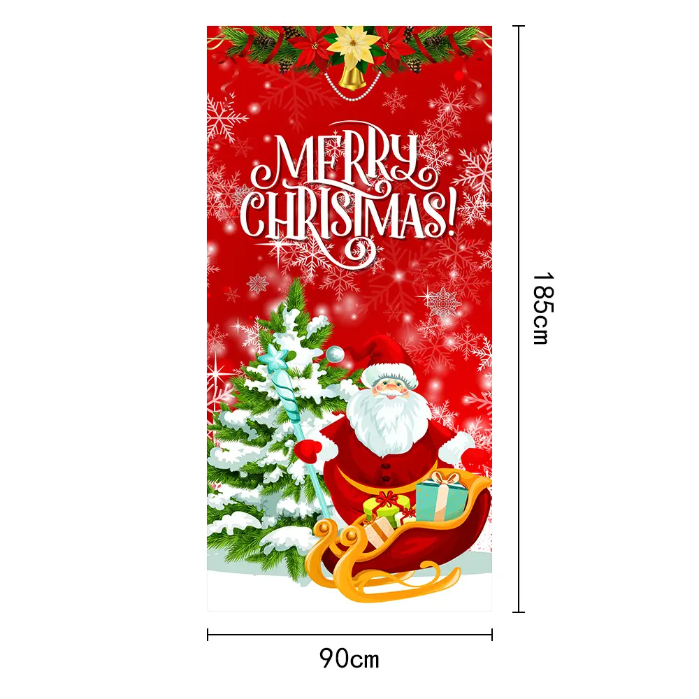 2024 New Christmas Door Curtain Flag Outdoor Photo Christmas Tree Santa Claus Background Decoration Hanging Cloth
