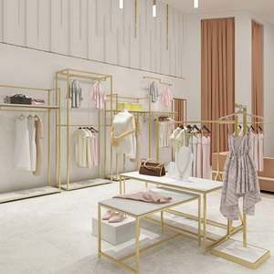 Boutique Store Design <strong>Nested</strong> <strong>End</strong> <strong>Table</strong> Set Clothes Rack Shop Fitting Gold Garment Rack Nesting Display <strong>Table</strong> - Product Image 4