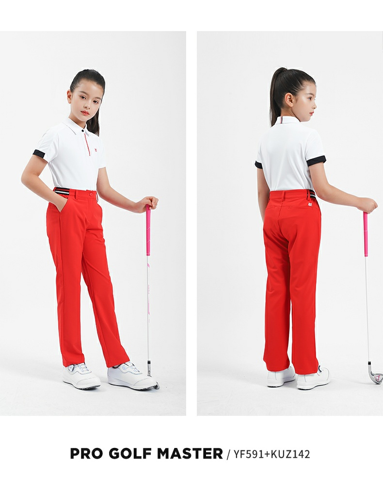PGM YF591 custom sports breathable kids short sleeved golf polo tshirt girl golf shirt企业官网