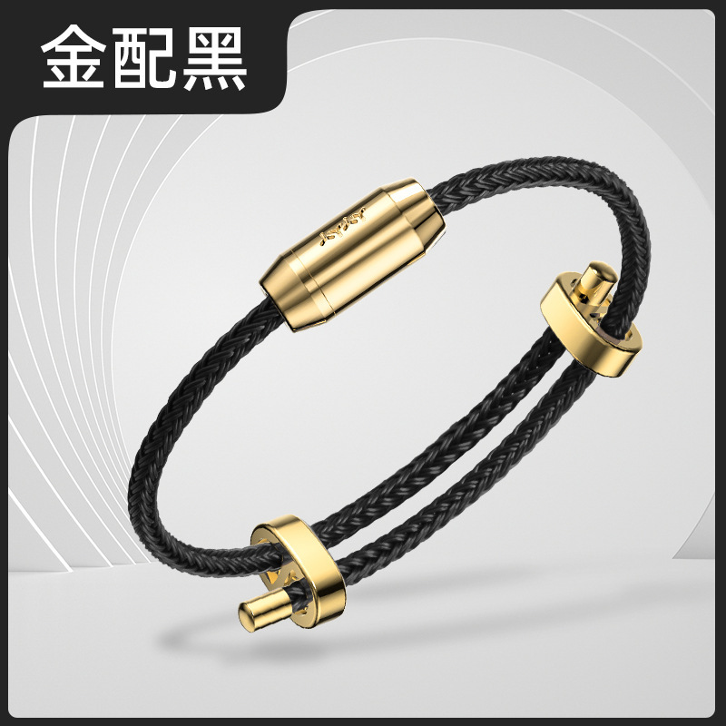 Gold Beads and Black Rope
