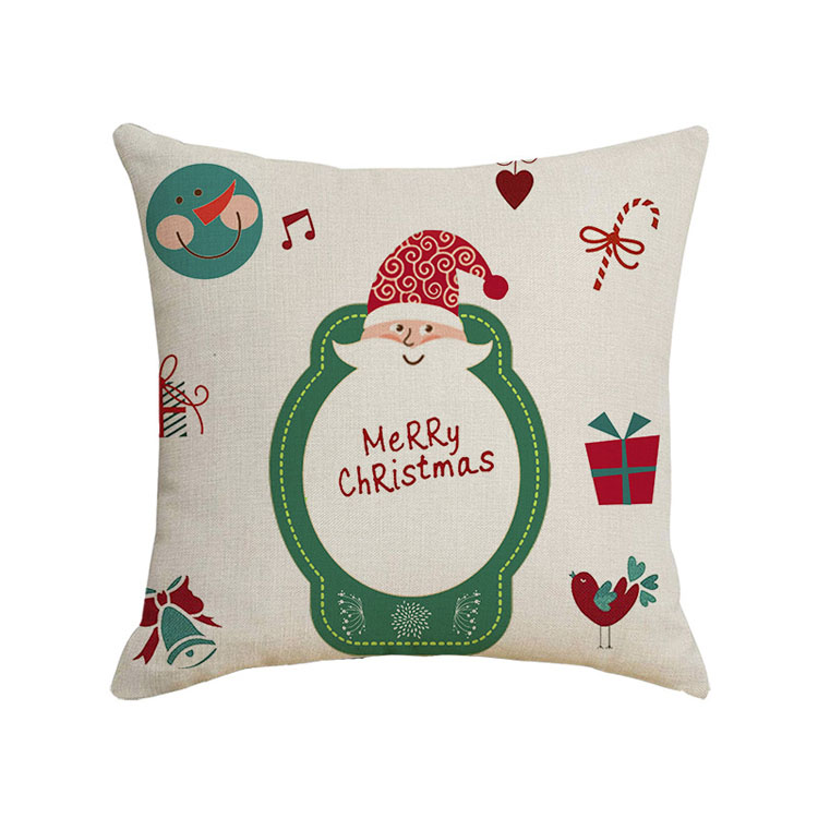 Christmas Snowflake Plaid Letters Deer Print Linen Cushion Cover Wholesale
