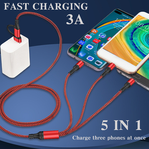 Cantell yüksek kalite çok fonksiyonlu veri kablosu 5 in 1 kablo USB A mikro tip c usb kablosu için tüm cep telefonları telefon - Product Image 5