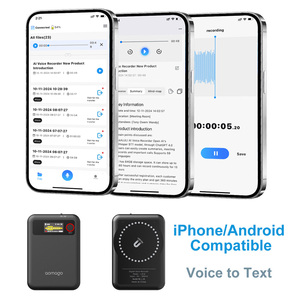 כפתור אחד נייד 64gb ai מקליט קול עם תמלול בשפות רבות