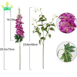 人工的なホットピンクのデルフィニウムコンボクレマチス緑のシルクフラワー8個長い茎高花瓶用キンギョソウ花装飾
