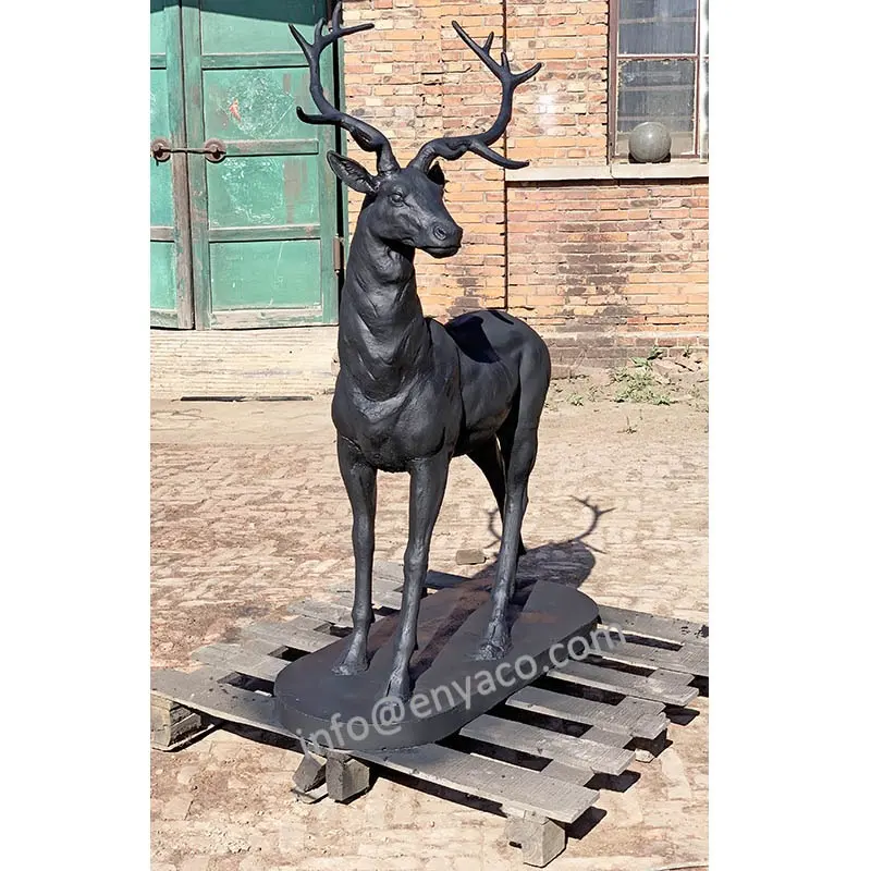 Made in China Jardim Metal Ferro Fundido Grande Animal Escultura Statu lifesize Stag Deer Estátua fonte de jardin Esculturas