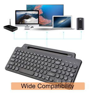 Teclado inalámbrico con Bluetooth y soporte incorporado, fácil Control multimedia para tableta de oficina/teléfono/ordenador/portátil