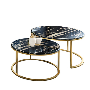 2 Set masaları siyah veya altın çerçeve oturma odası merkezi masa siyah mermer sehpa setleri - Product Image 1