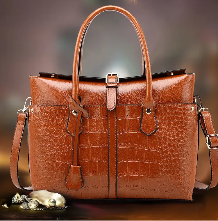 AZB339 Vintage Women purses and handbag PU leather school bag brief case lady crocodile laptop messenger bag briefcase