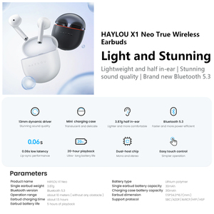 Original <strong>Haylou</strong> X1 Neo BT5.3 Dual-host Chip 0.06s Low Latency 13mm Dynamic Driver 20H Battery Life True Wireless Stereo Earphone - Product Image 2