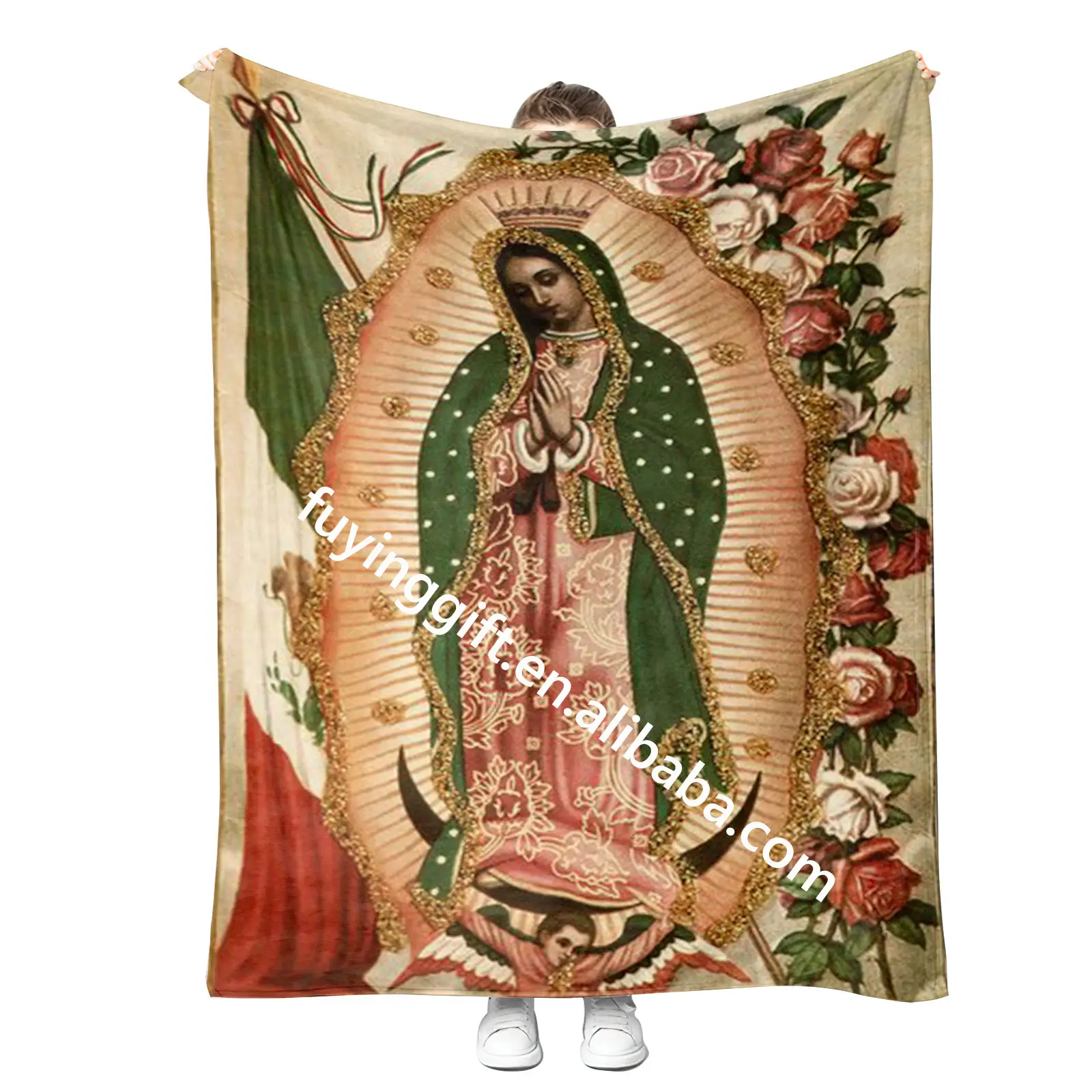 Manta DE LA Virgen María de Guadalupe personalizada 2024, mantas de franela suave para el regalo de los entusiastas de María, mantas cálidas de México para las cuatro estaciones