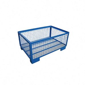 Jaula de almacenamiento de malla de alambre de acero resistente Caja de almacenamiento de metal apilable Contenedor Estante de equipo de almacén - Product Image 5