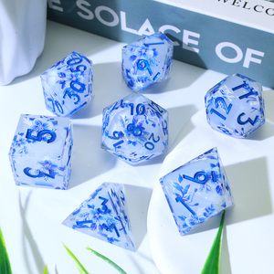 ชุดลูกเต๋า RPG ลายดอกไม้ไพลินลึกลับชุดลูกเต๋าเรซินโพลีเมอร์ DND สำหรับดันเจี้ยนและ Game-L9กระดาน - Product Image 3