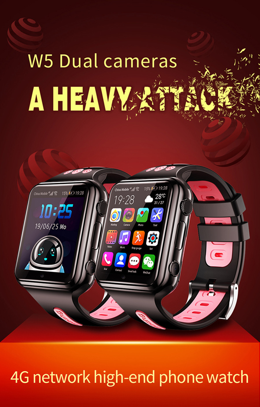 W5 4G SIM Card Smart Watch for Kids Remote Control GPS Tracker
