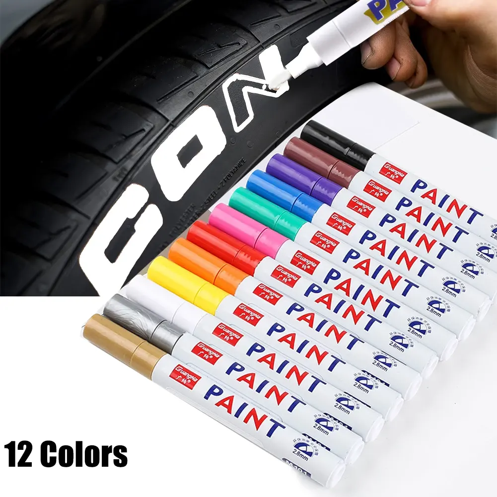 1 шт. маркеры для краски автомобильных шин, водонепроницаемая Перманентная ручка, подходит для автомобиля, мотоцикла, протектора шин на резиновой основе