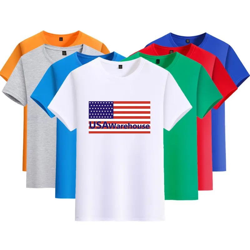 Usa Magazijn Unisex Katoen Gevoel 100% Polyester T Shirts Sublimatie Blanks T-Shirts Voor Kleurstof Printer Afdrukken Logo Custom T-Shirt