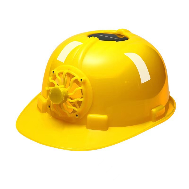 La gorra de seguridad amarilla tiene un ventilador.
