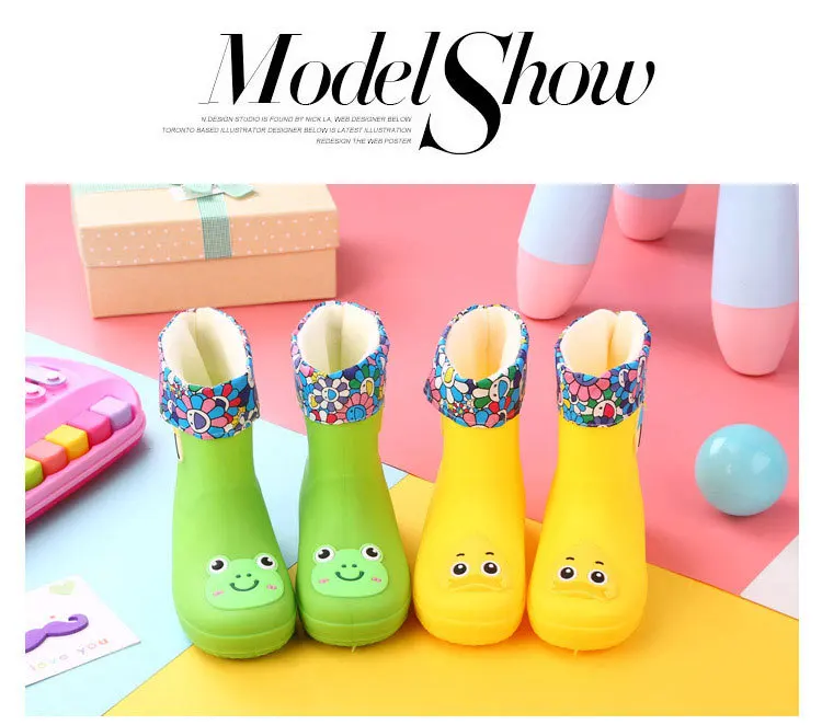 2021 Rain Boots Kids Boy Girls Rain Boots PVC Water Shoes Children Cartoon Shoes Waterproof Rainboots