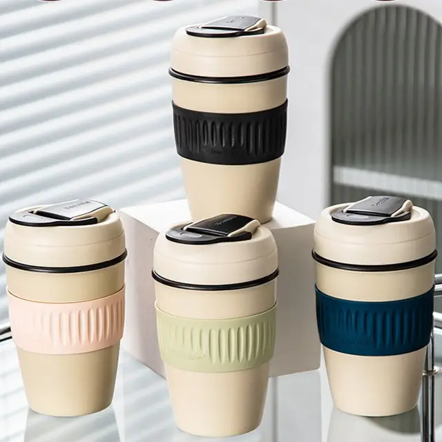 Eklektische Beige Cloud Preis Nescaf Kaffeetasse Glasiertes Steinzeug Edelstahl Reise becher