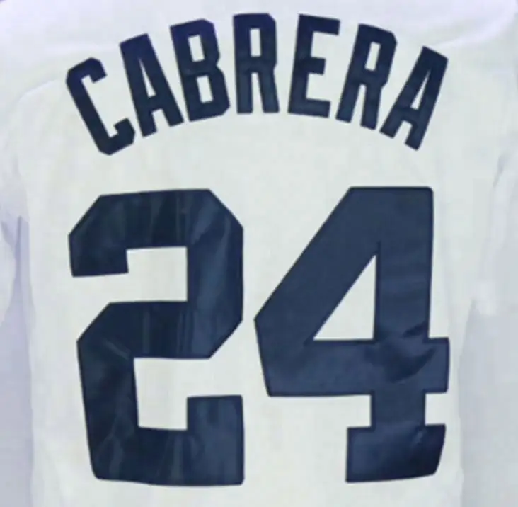 Venda quente Atacado Personalizado Miguel Cabrera #24 Branco Melhor Qualidade Baseball Jersey
