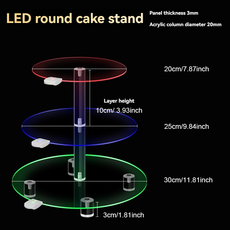 Présentoir à gâteau rond à LED