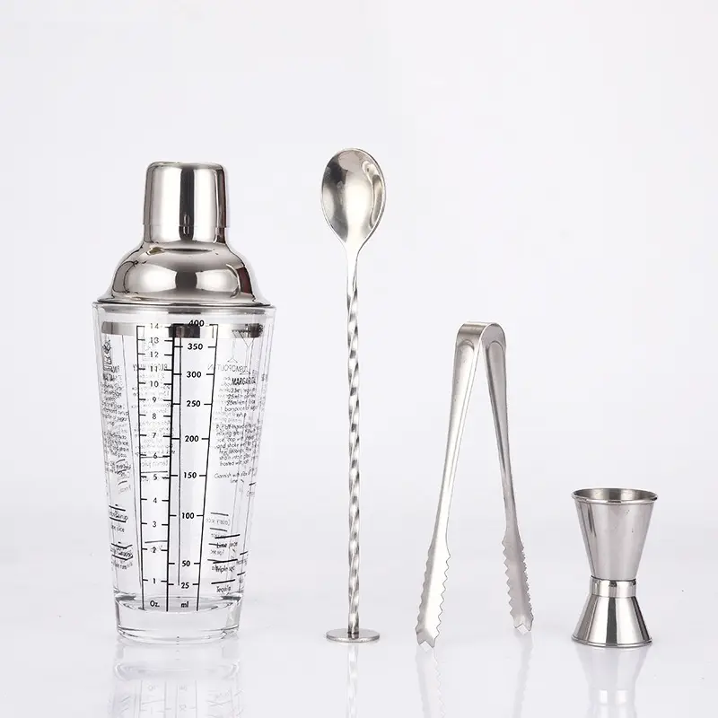 Largement utilisé nouveau design en acier inoxydable à manivelle verre vin mélange ensemble d'outils shaker à cocktail