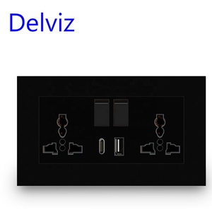 Delviz 13A国际通用双电源插座、开关控制、5v 2100mA接口输出、2A USB端口C型墙壁插座 - Product Image 4