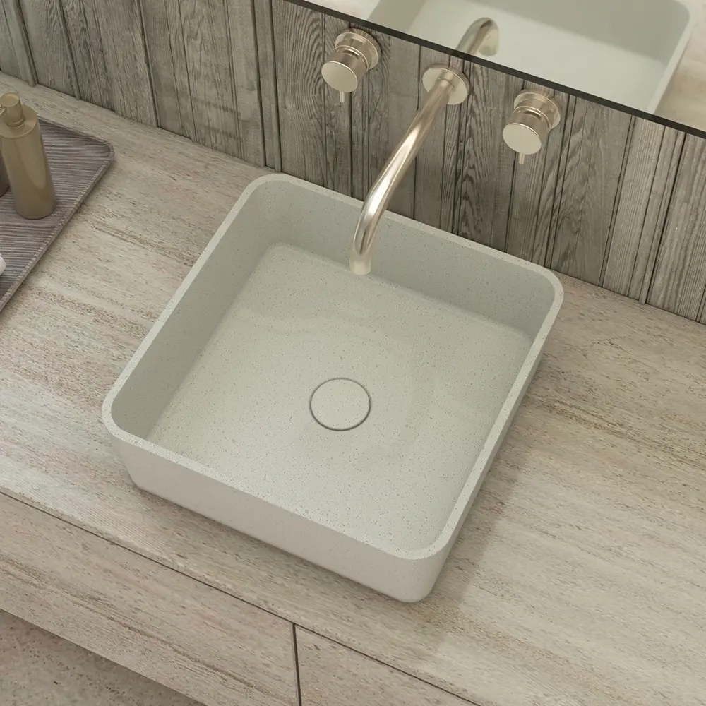 Bacini di cemento dipinto quadrato a mano da banco wc per lavandino galleggiante mobile da bagno set con ripiano