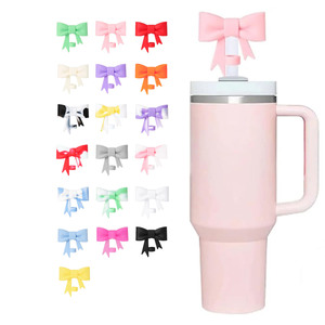 2025 Mais recente modelo 10mm Criativo food grade Silicone bowknot Decorativo Poeira prevenção Cap de palha e Bar Acessório para Beber