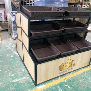 Hai mặt siêu thị Kệ trái cây và rau lưu trữ hiển thị đứng kệ với PP nhựa mây giỏ - Product Image 6