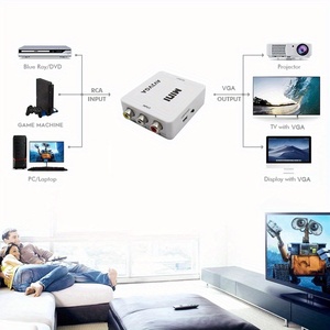 Caja convertidora VGA a AV para transmisión de audio y video desde computadora y computadora portátil a TV y monitores