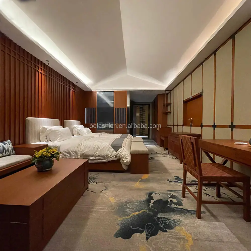 OE-FASHION Móveis de hotel luxuosos de alta classe em folheado de madeira de carvalho para projetos de hotel