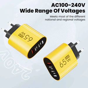 65W 3端口USB PD充电器快速充电3.0欧盟/美国插头壁式充电器适配器适用于iPhone小米三星USB转微型C型电缆 - Product Image 2