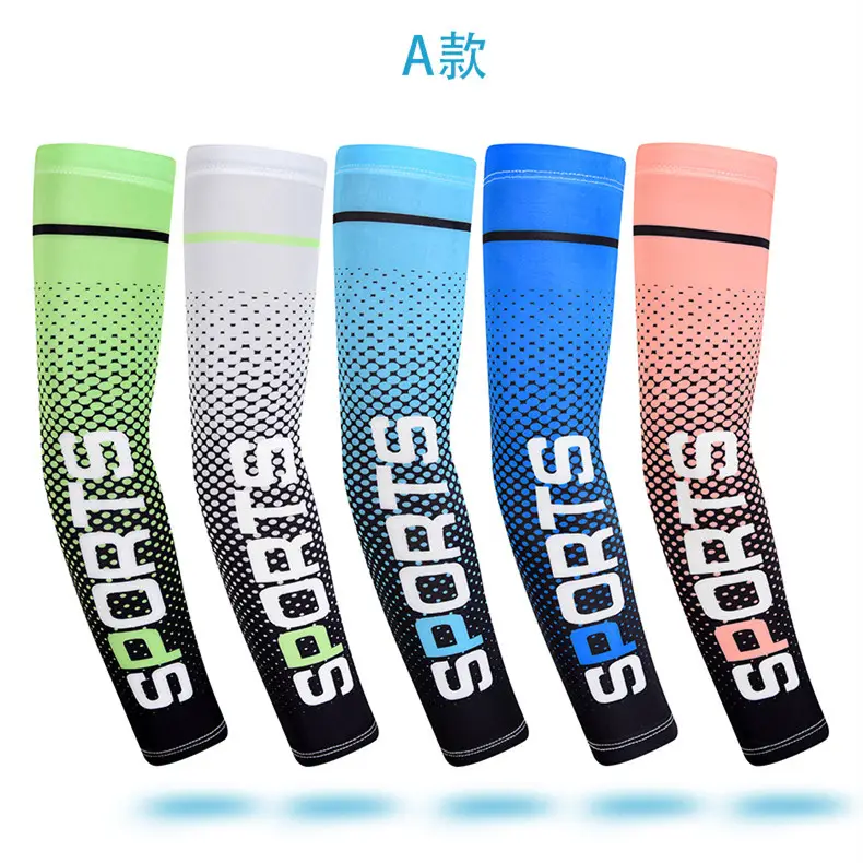 Compression Athletic Sports Sun UV Protection Cycling Arm Sleeves Ice Fabric Breathable Anti-UV Cooling Arm Sleeves