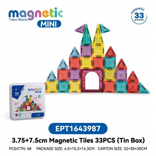 EPT1643987-3.75+7.5cm Baldosas Magnéticas 33 Piezas (Caja de Lata)