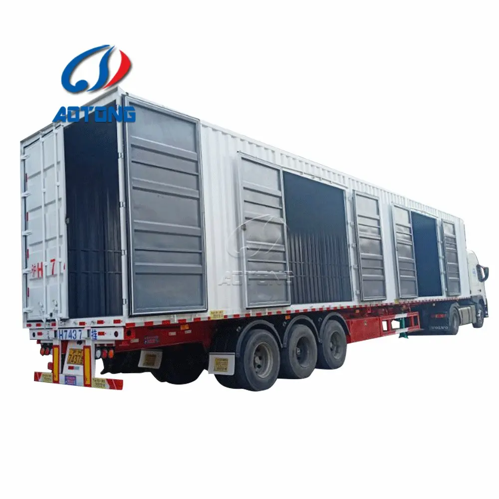 Fourgon de transport à 3 essieux semi-remorque aluminium acier 50 tonnes van box remorque van cargo truck box semi-remorque avec porte latérale ouverte