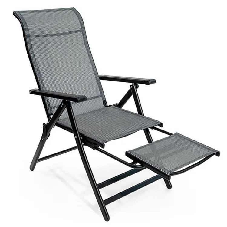 Outdoor Praia Jardim Escritório Lazer Pedal Malha Tecido Pvc Cadeira Dobrável Dormir Lounge Chair