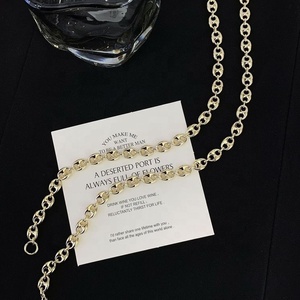 RUYI Collana a Catena Maglia Marina a Chicco di Caffè e Muso di Maiale in Oro Massiccio <span class=keywords><strong>14K</strong></span>, Gioielli Vintage Hip Hop per Uomo e Donna, di Grande Successo - Product Image 4
