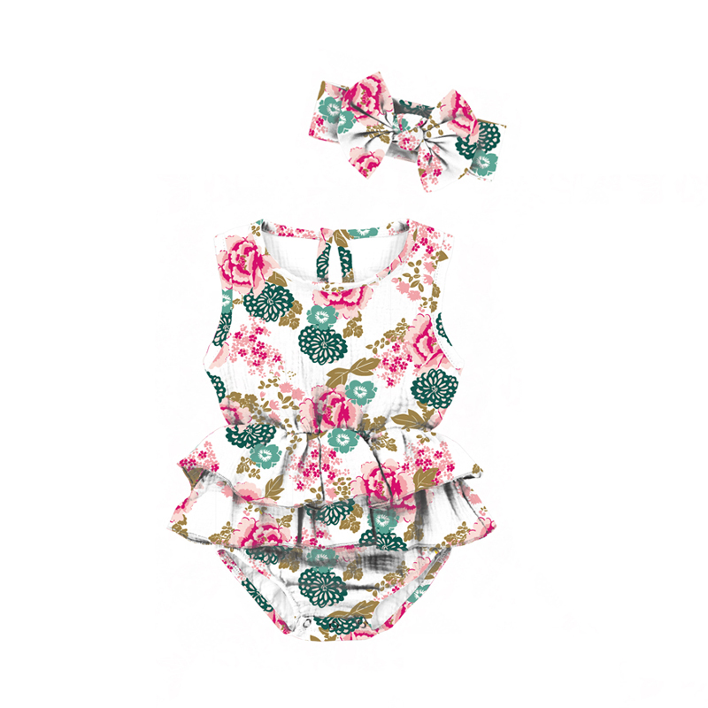 Base crema estampado floral verde