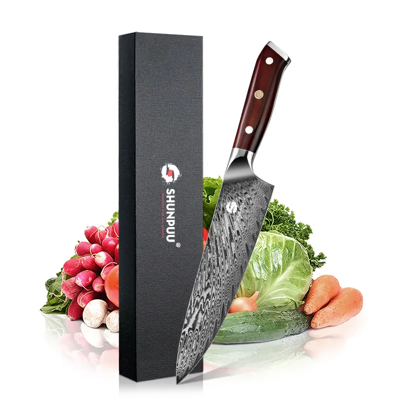 Couteau de chef de cuisine en acier damas, manche G10 de 8 pouces