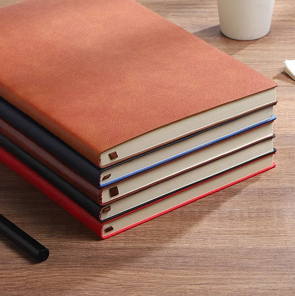 Kertas cetak kustom desain klasik atasan bisnis kulit Pu sampul keras buku catatan perencana jurnal Moleskin