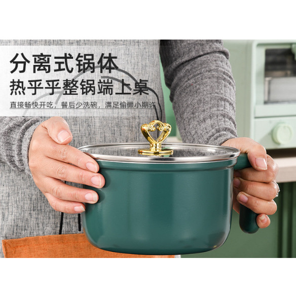 Green single-handle aluminum pot
