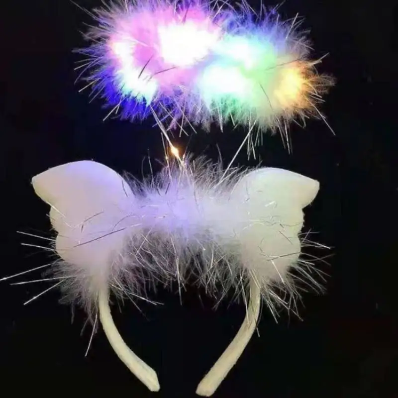 Cintas navideñas para el cabello Angel Glowing Feather Hair Clips Super Fairy Girl Cute Cards Party Headbands Cosplay Accesorios para el cabello