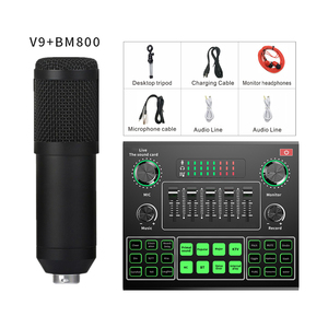 V9 Sound Card BM800 Microphone Set Usb Studio Recording External Phone <strong>Computer</strong> New V9 Plus Karaoke Live Broadcast Sound Cards - Product Image 1