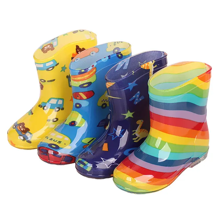 รองเท้าบูตลุยฝนรูปดาวสายรุ้งสำหรับเด็ก,รองเท้า Pvc สีสันสดใสกันน้ำรองเท้าบูทกันฝนสำหรับเด็กราคาถูกน่ารักสำหรับเด็กผู้ชายและเด็กผู้หญิง