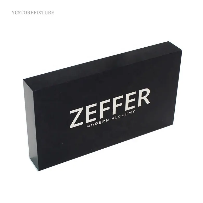 Großhandels preis Custom Design Zeichen Marke Quader Schwarz Acryl Logo Block